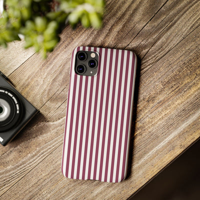 Slim Claret Red Striped Cute Phone Case for Iphone 16 - | iPhone 15 Pro Max Case | iPhone 14 Case Iphone 13 12 11 10 9 8 7 XS X Gift for Her - Studio40ParkLane