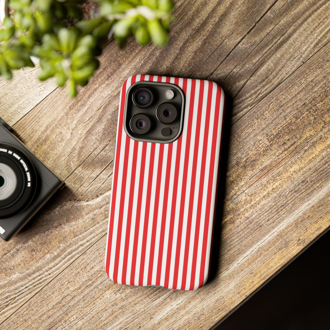 Tough Premium Poppy Red Stripes Phone Case Gift for Her - For Apple iPhone 16 Pro Max 16e iPhone 15 Pro iPhone Iphone 14 Plus 13 Pro 12 SE XR - Studio40ParkLane