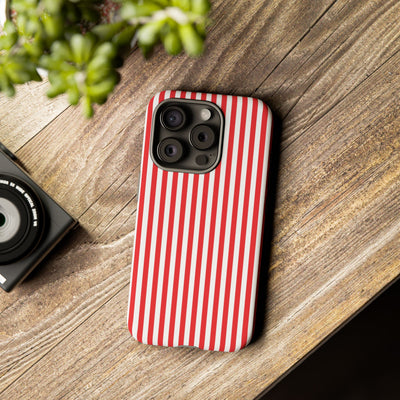 Tough Premium Poppy Red Stripes Phone Case Gift for Her - For Apple iPhone 16 Pro Max 16e iPhone 15 Pro iPhone Iphone 14 Plus 13 Pro 12 SE XR - Studio40ParkLane