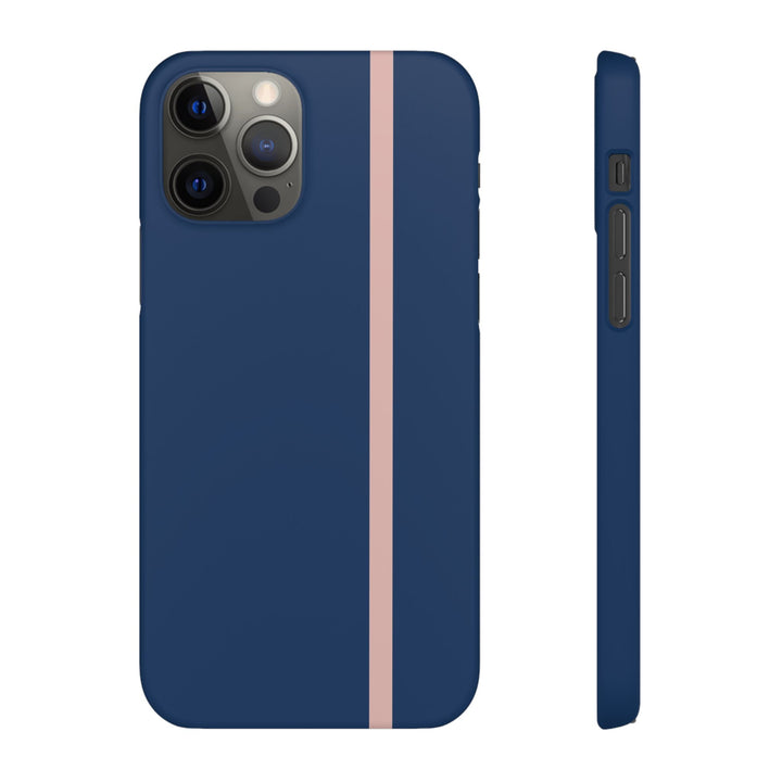 Sleek Navy Blue Pink Stripe Snap Phone Case for iPhone 18 17 16 15 14 13 Pro Max, Samsung Galaxy S26 S25 Ultra Lightweight Cute Phone Case - Studio40ParkLane