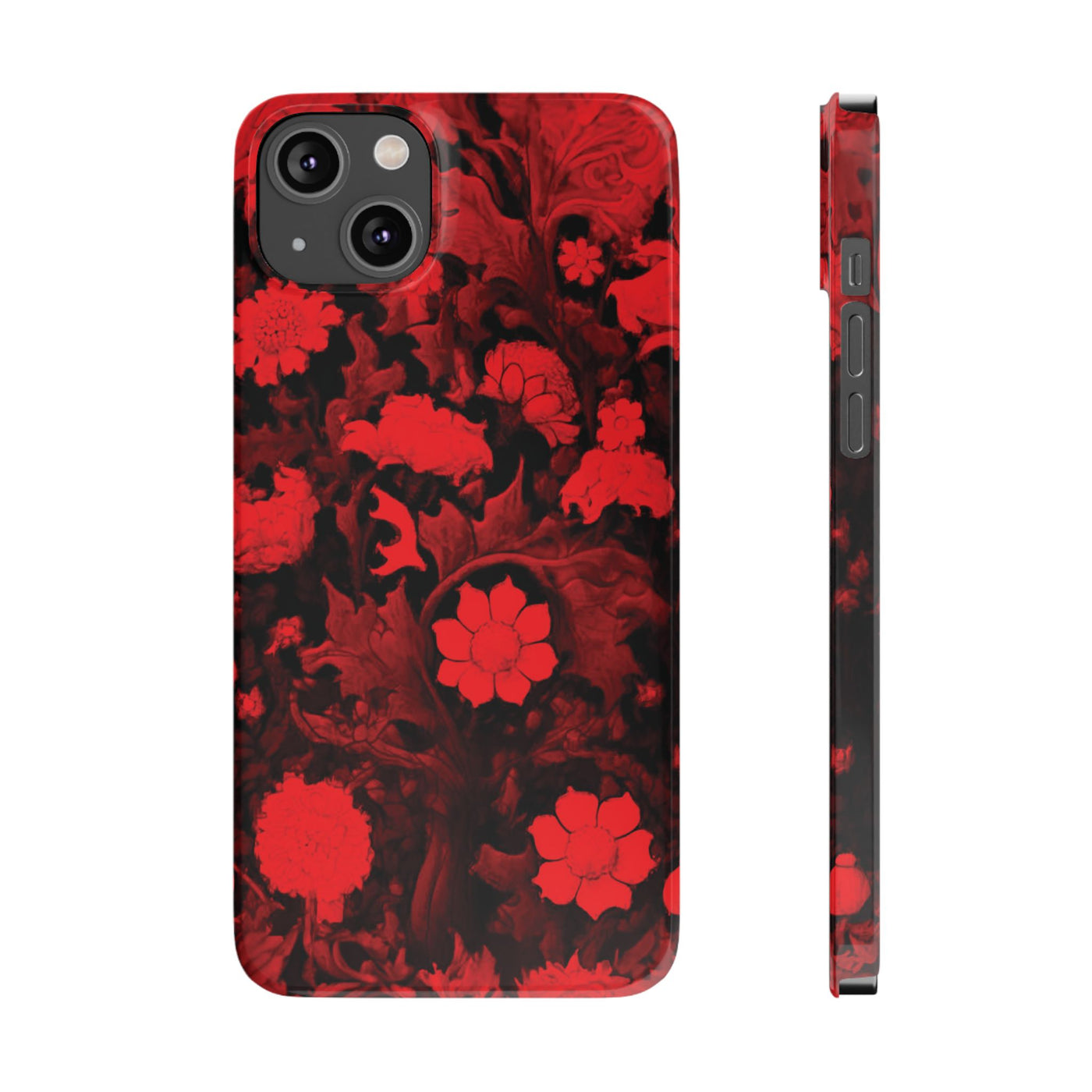 Slim Cute iPhone Cases - | iPhone 15 Case | iPhone 15 Pro Max Case, Iphone 14 Case, Iphone 14 Pro Max, Iphone 13, Red Flowers