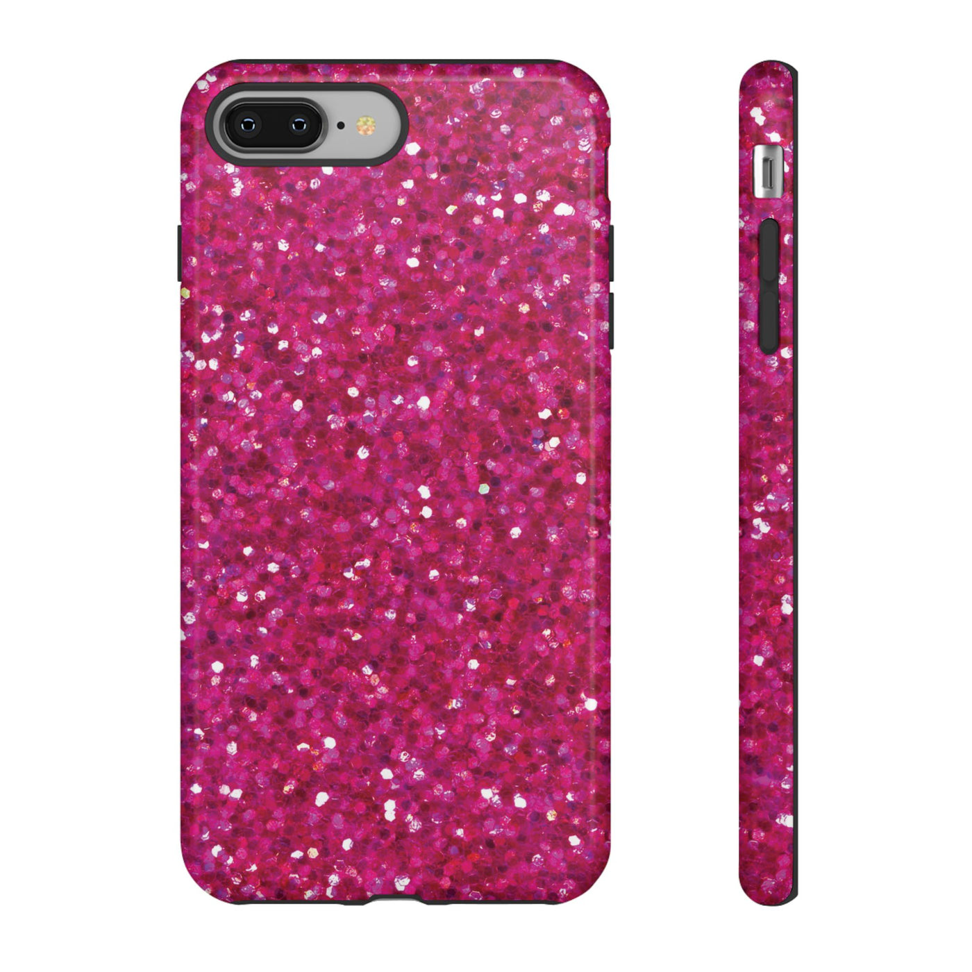 Chic Pink Faux Play on Glitter Effect Cute Phone Case, for IPhone 16 pro Max | Iphone 15, Iphone 14, IPhone 13 Case, 11 8 7, Samsung Galaxy S24, S23, S22, S21, 2 Layer Protection