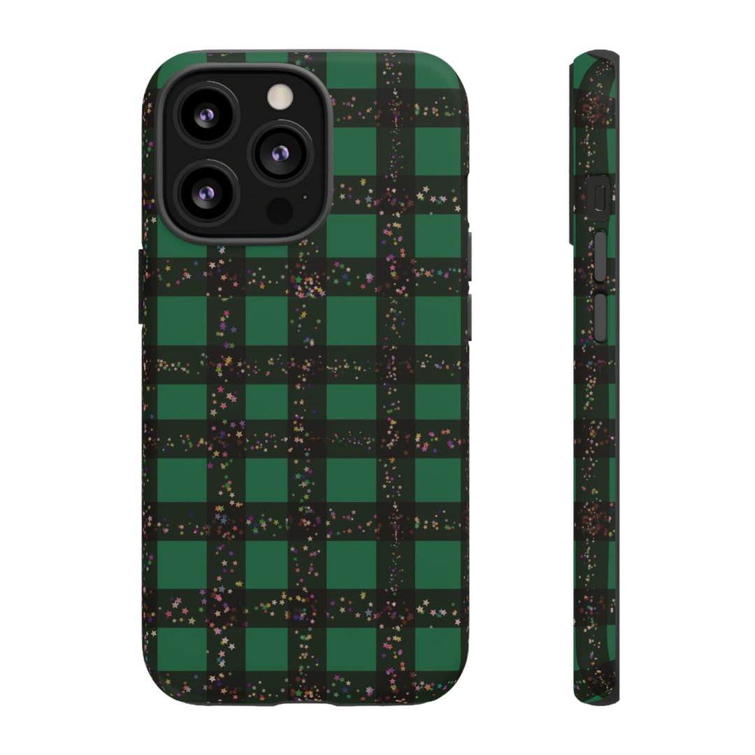 Cute IPhone Case | iPhone 15 Case | iPhone 15 Pro Max Case, Iphone 14 Case, Iphone 14 Pro Max Case IPhone Case for Art Lovers, Green Festive Plaid - Studio40ParkLane