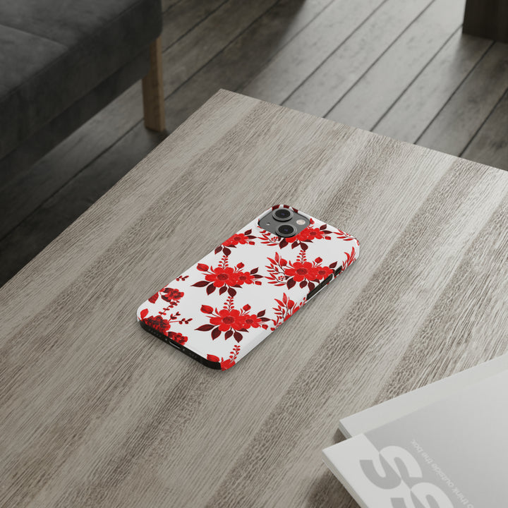 Slim Cute Phone Cases for Iphones - | iPhone 15 Case | iPhone 15 Pro Max Case, Iphone 14 Case, Iphone 14 Pro Max, Iphone 13, Red White Flowers - Studio40ParkLane