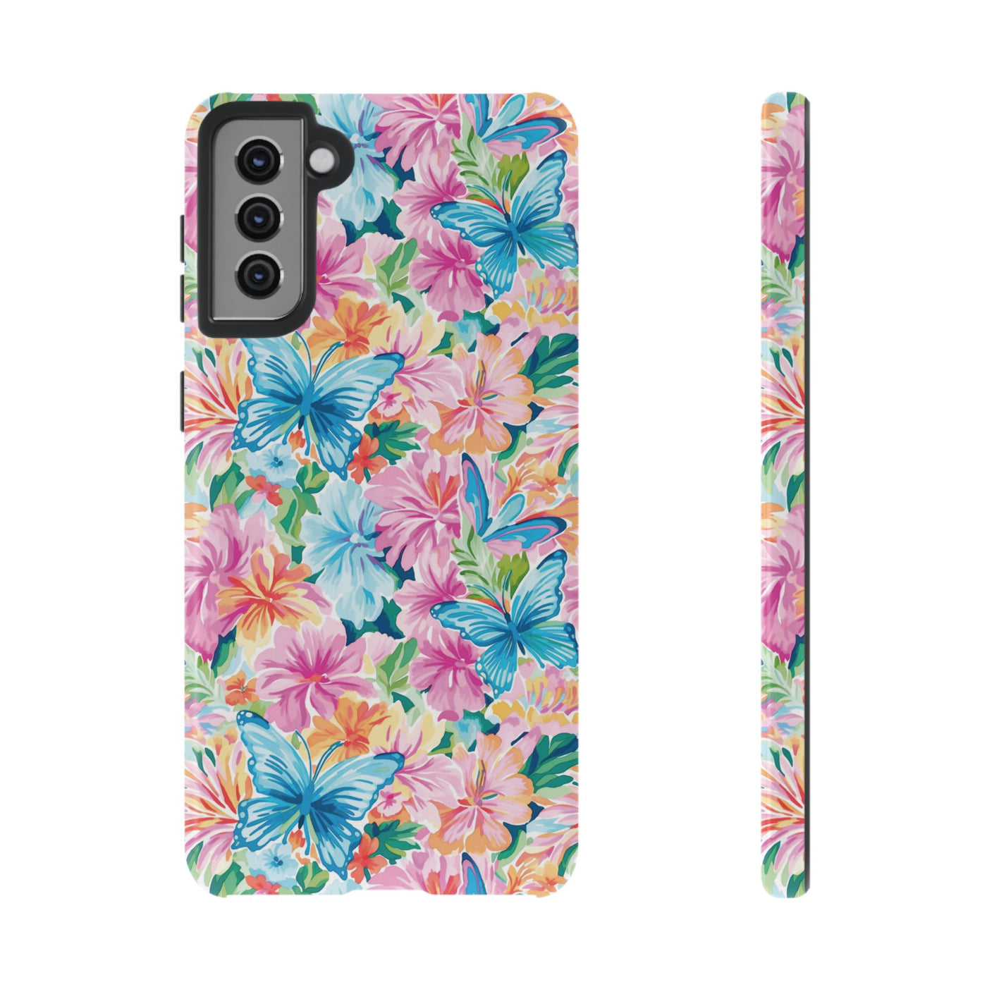 Premium Tough Butterflies Flowers Cute Phone Cases for Samsung S24, S23, S22, S21, S20, Plus and Ultra, Iphone 16 Pro Max,15, 14, 13, 12, 11, 10