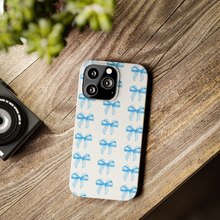Slim Blue Bows Cute Phone Cases for Iphone 16 Pro Max | iPhone 15 Case | iPhone 15 Pro Max Case, Iphone 14, Iphone 14 Pro Max, Iphone 13 12 11 8 7 - Studio40ParkLane