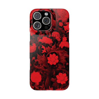 Slim Cute iPhone Cases - | iPhone 15 Case | iPhone 15 Pro Max Case, Iphone 14 Case, Iphone 14 Pro Max, Iphone 13, Red Flowers