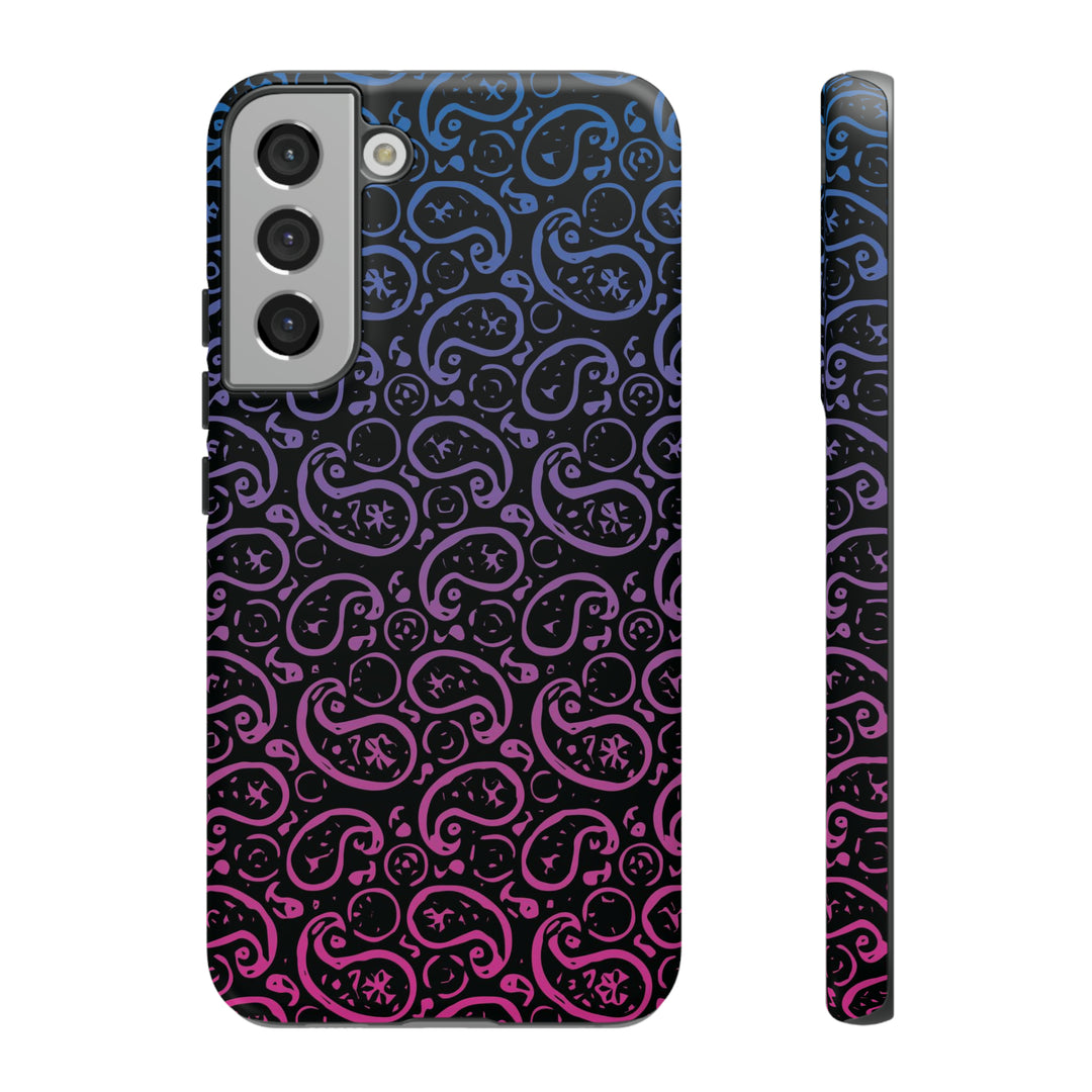 Cool Phone Case | Aesthetic Phone Case | Paisley Blue Pink Black | For Samsung Galaxy S23, S22, S21, S20 | Luxury Double Layer | Cute - Studio40ParkLane