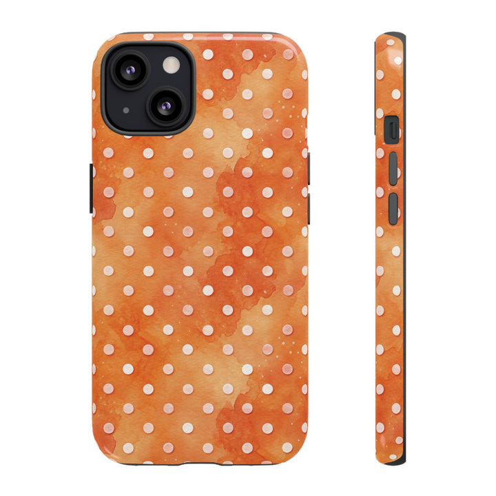 Aesthetic Tough Orange Polka Dots Watercolor Phone Case - For iPhone 17 Pro Max iPhone 16 Pro iPhone 15 Iphone 14 Plus 13 Pro 12 11 10 XR - Studio40ParkLane