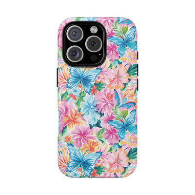 Premium Tough Butterflies Flowers Cute Phone Cases for Samsung S24, S23, S22, S21, S20, Plus and Ultra, Iphone 16 Pro Max,15, 14, 13, 12, 11, 10