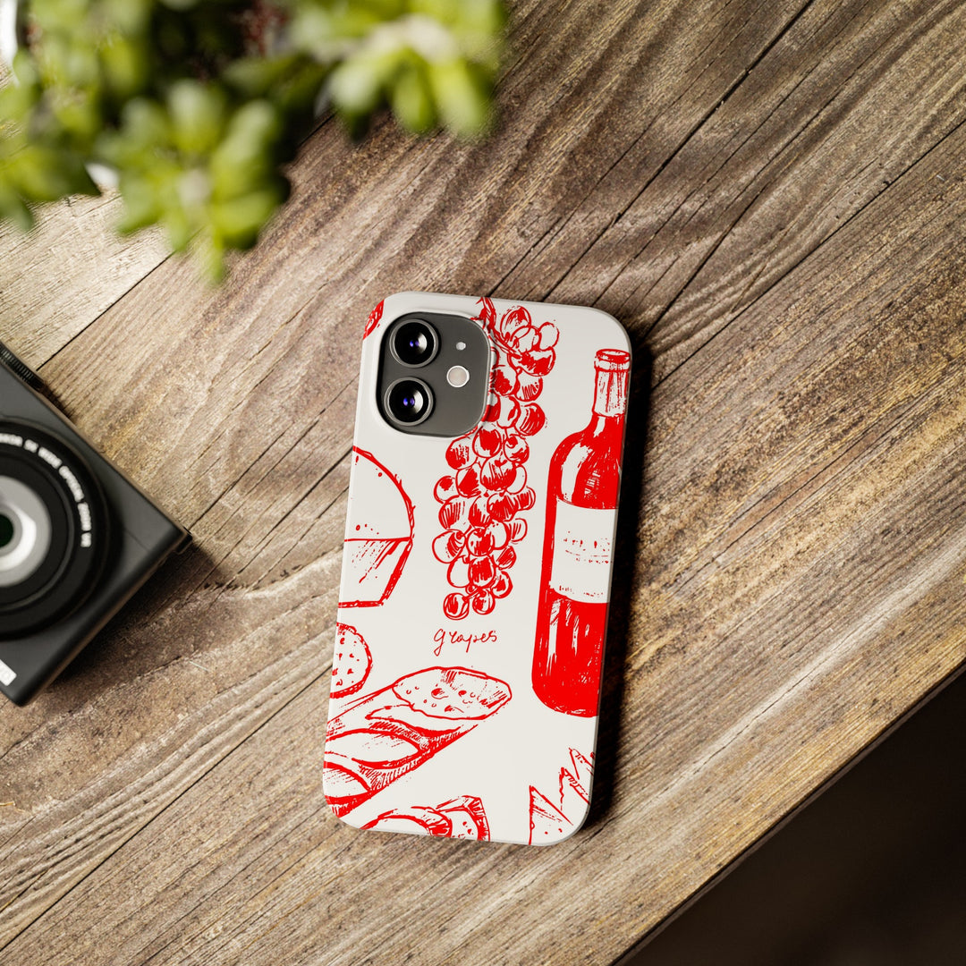 Slim Cute Phone Cases for Iphone | iPhone 15 Case | iPhone 15 Pro Max Case, Iphone 14, Iphone 14 Pro Max, Iphone 13, French Food Wine Red - Studio40ParkLane