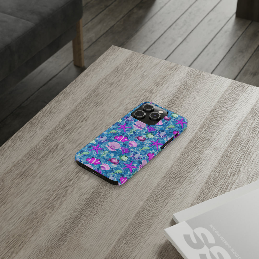 Slim Cute Phone Cases for Iphone - | iPhone 15 Case | iPhone 15 Pro Max Case, Iphone 14 Case, Iphone 14 Pro Max, Iphone 13, Blue Pink Under Sea - Studio40ParkLane