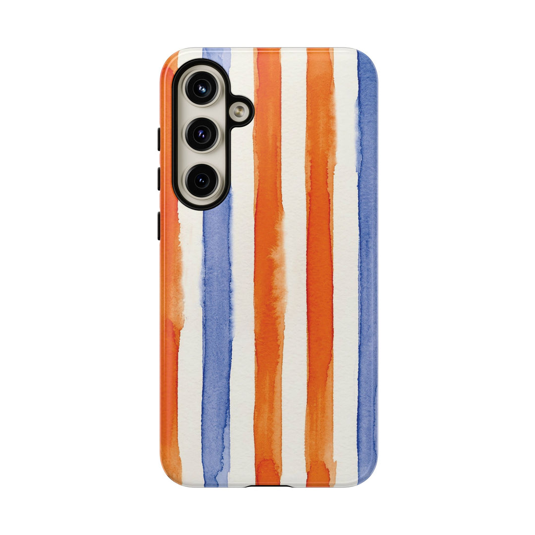 Tough Cute Blue Orange Stripes Phone Case, for IPhone 17 Pro Max | Iphone 17 Air, Iphone 16, IPhone 15, 14 13 12, Samsung Galaxy S26, S25, S24, S23 - Studio40ParkLane