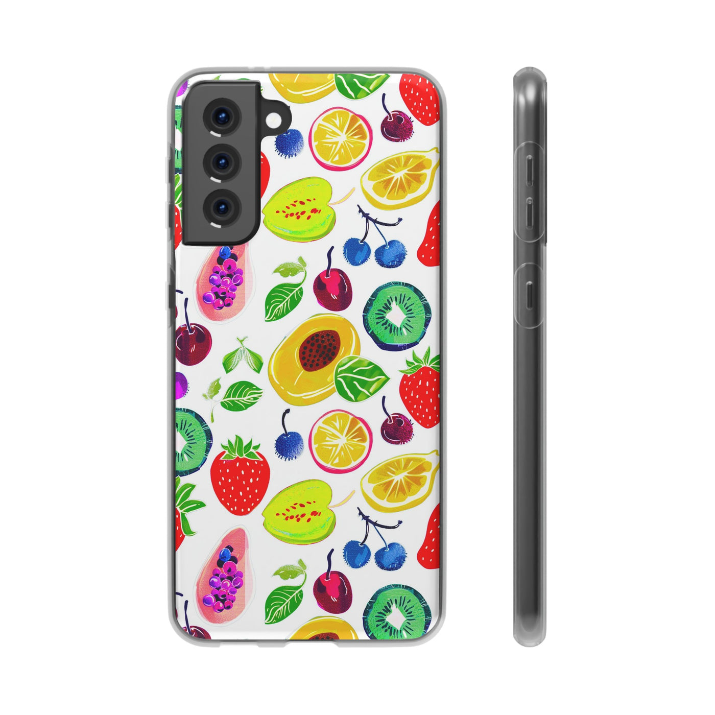 Cute Flexi Phone Cases, Summer Fruit Mix, Compatible with Samsung Galaxy S23, Samsung S22, Samsung S21, Samsung S20, Galaxy S20 Ultra