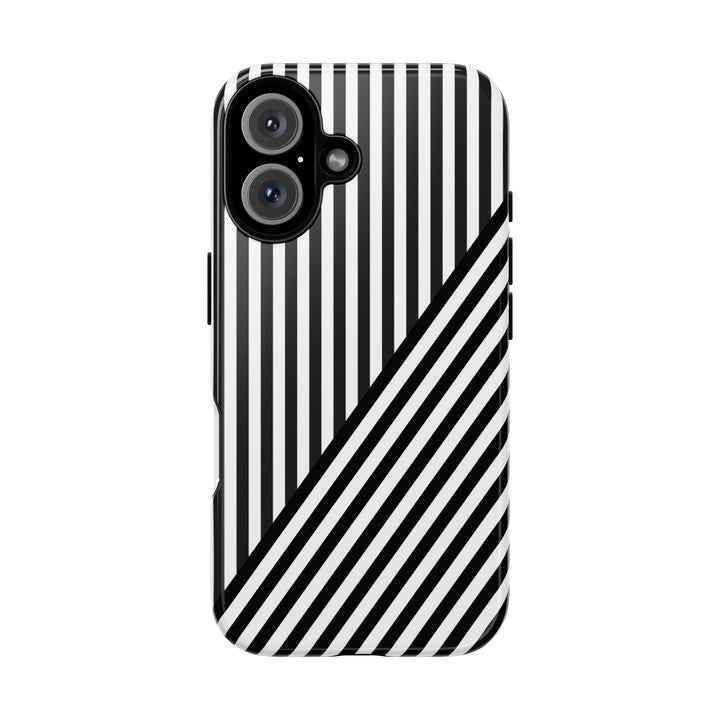 Aesthetic Tough Black White Stripes Phone Case - For iPhone 17 Pro Max iPhone 16 Pro iPhone 15 Iphone 14 Plus 13 Pro 12 11 10 XR - Studio40ParkLane