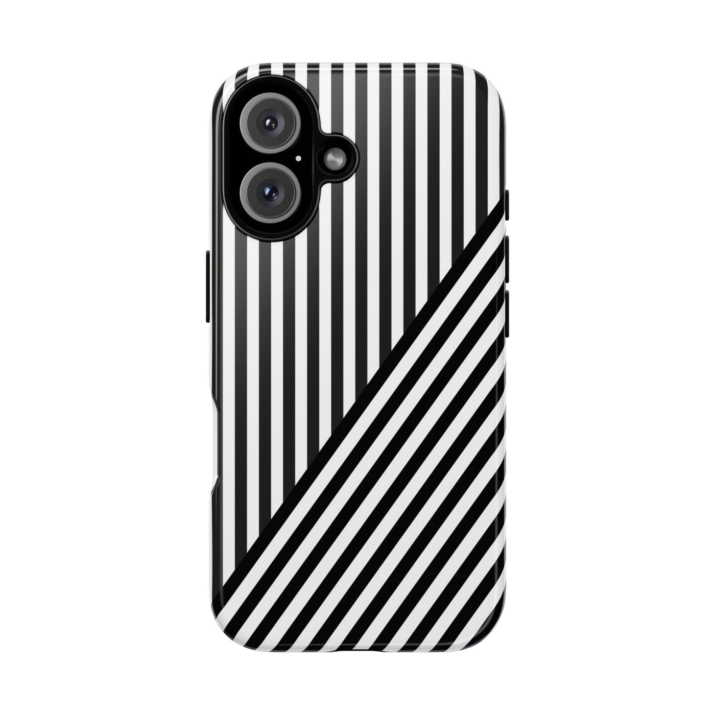 Aesthetic Tough Black White Stripes Phone Case - For iPhone 17 Pro Max iPhone 16 Pro iPhone 15 Iphone 14 Plus 13 Pro 12 11 10 XR - Studio40ParkLane