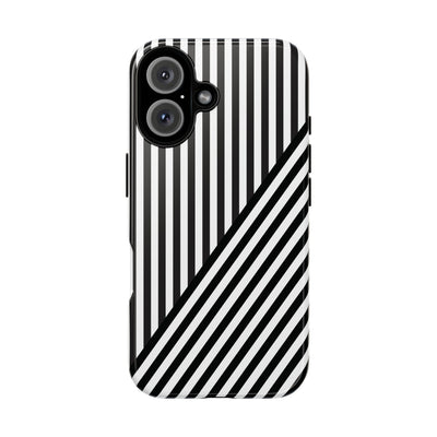 Aesthetic Tough Black White Stripes Phone Case - For iPhone 17 Pro Max iPhone 16 Pro iPhone 15 Iphone 14 Plus 13 Pro 12 11 10 XR - Studio40ParkLane