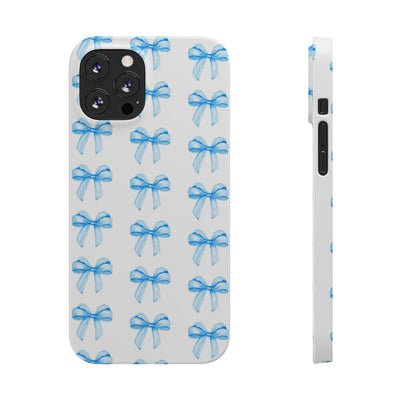 Slim Blue Bows Cute Phone Cases for Iphone 16 Pro Max | iPhone 15 Case | iPhone 15 Pro Max Case, Iphone 14, Iphone 14 Pro Max, Iphone 13 12 11 8 7