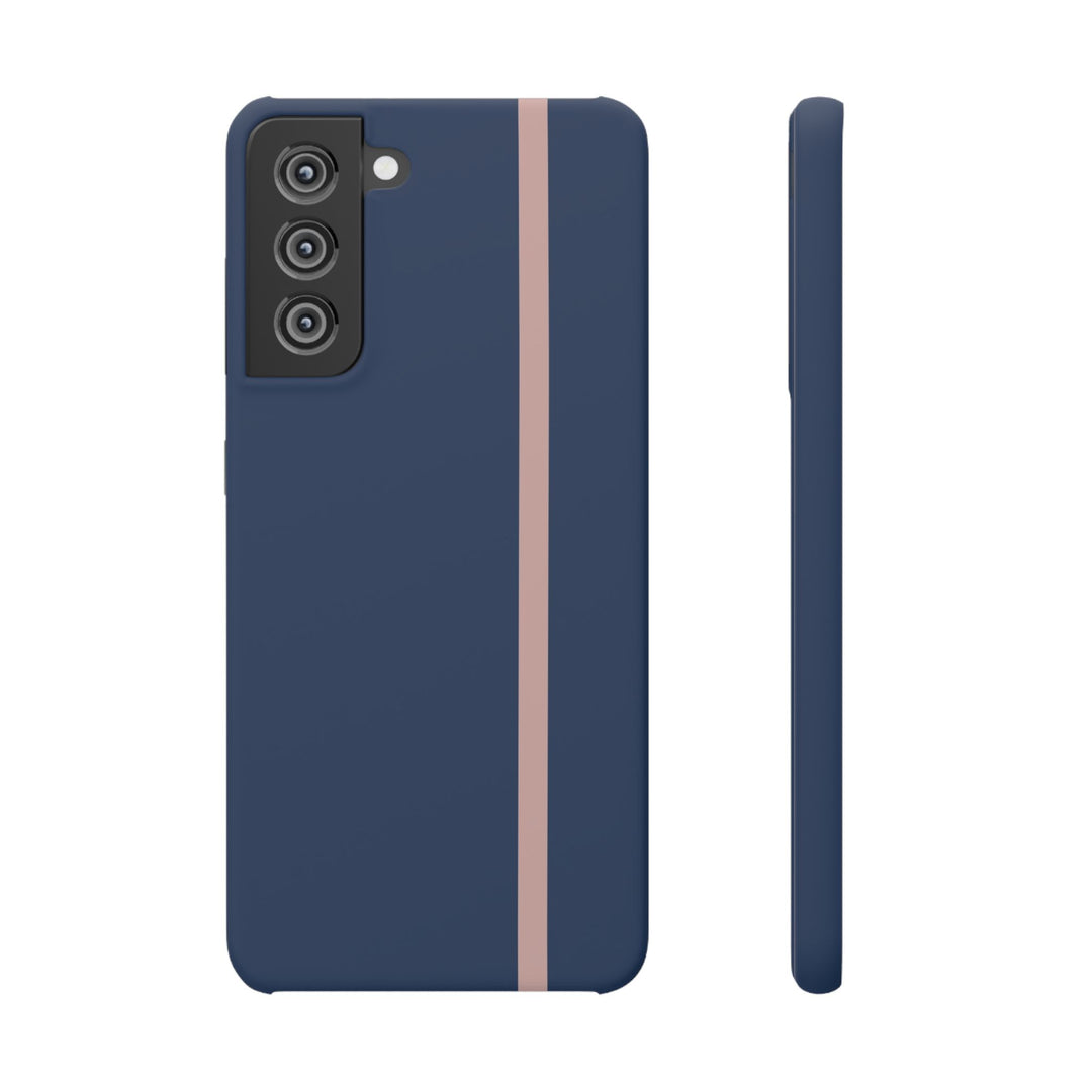 Sleek Navy Blue Pink Stripe Snap Phone Case for iPhone 18 17 16 15 14 13 Pro Max, Samsung Galaxy S26 S25 Ultra Lightweight Cute Phone Case - Studio40ParkLane