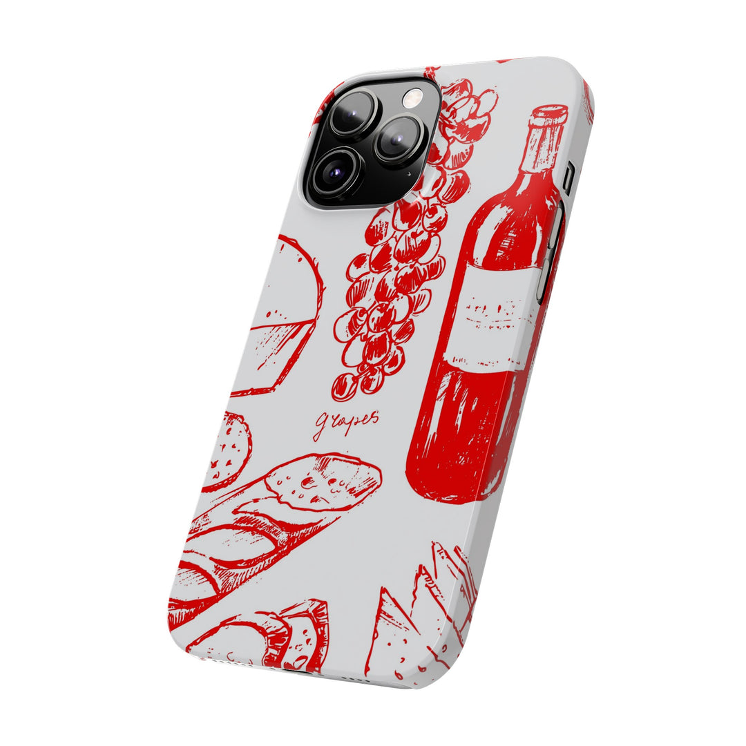 Slim Cute Phone Cases for Iphone | iPhone 15 Case | iPhone 15 Pro Max Case, Iphone 14, Iphone 14 Pro Max, Iphone 13, French Food Wine Red - Studio40ParkLane