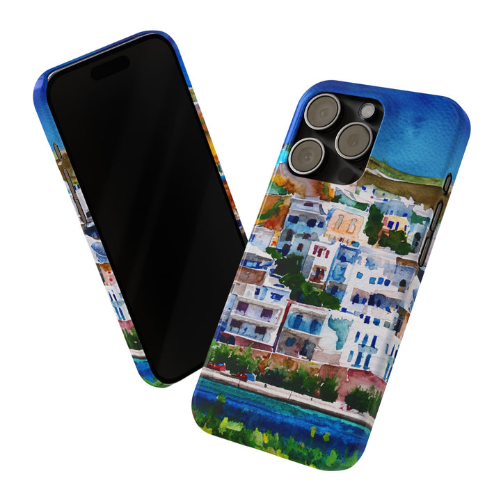 Slim Cute Phone Cases for Iphone | iPhone 15 Case | iPhone 15 Pro Max Case, Iphone 14, Iphone 14 Pro Max, Iphone 13, Colorful Greek House Watercolor - Studio40ParkLane