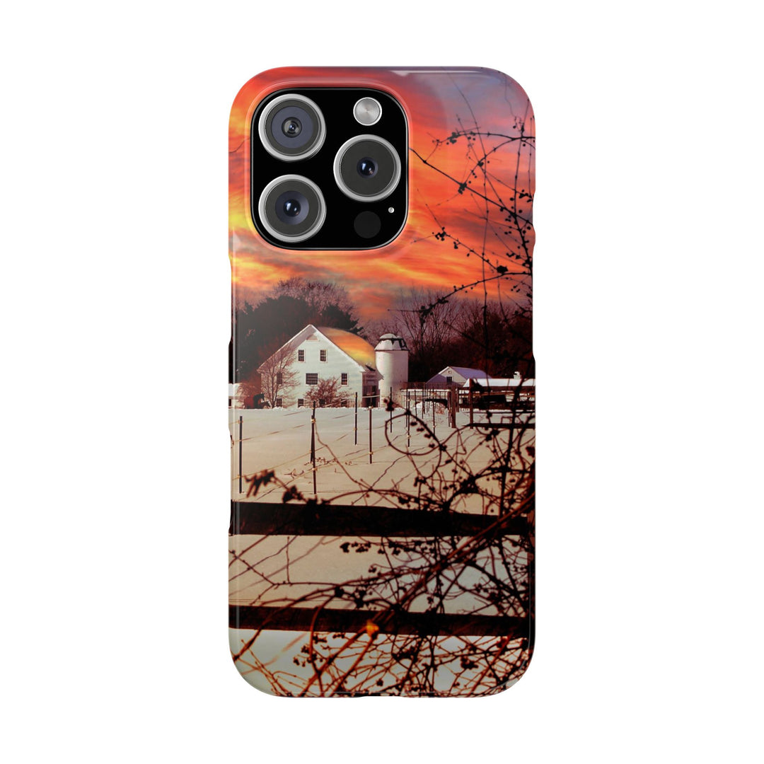 Slim Cute Phone Cases for Iphone - | iPhone 15 Case | iPhone 15 Pro Max Case, Iphone 14 Case, Iphone 14 Pro Max, Iphone 13, New England Winter Sunset - Studio40ParkLane