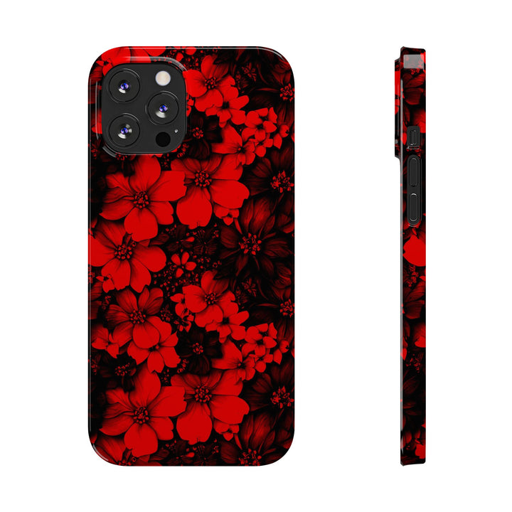 Slim Cute Phone Cases for Iphone - | iPhone 15 Case | iPhone 15 Pro Max Case, Iphone 14 Case, Iphone 14 Pro Max, Iphone 13, Red Black Flowers - Studio40ParkLane