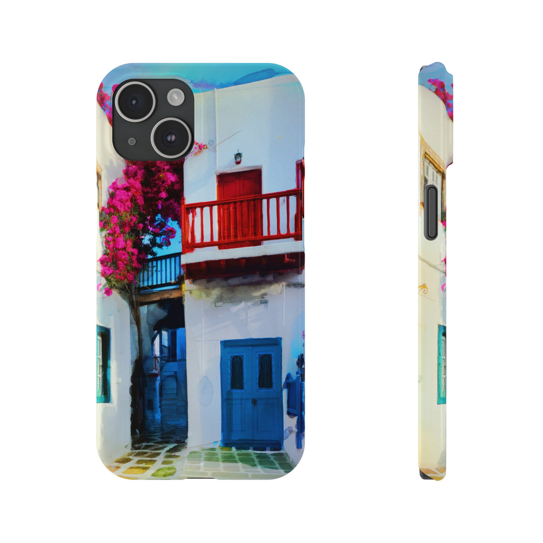 Slim Cute Phone Cases for Iphone | iPhone 15 Case | iPhone 15 Pro Max Case, Iphone 14, Iphone 14 Pro Max, Iphone 13, Colorful Greek Alley Watercolor - Studio40ParkLane