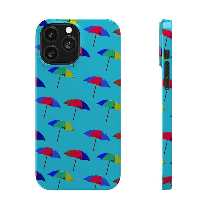 Slim Cute Phone Cases for Iphone - | iPhone 15 Case | iPhone 15 Pro Max Case, Iphone 14 Case, Iphone 14 Pro Max, Iphone 13, Colorful Beach Parasol Blue - Studio40ParkLane