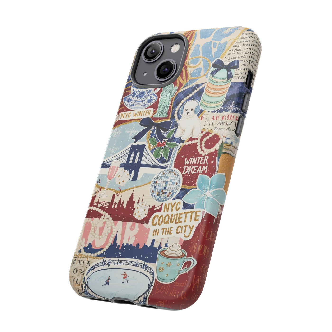 New York Winter Coquette Collage Tough Premium Phone Case - For iPhone 17 Pro Max iPhone 16 Pro iPhone 15 Iphone 14 Plus 13 Pro 12 11 10 XR