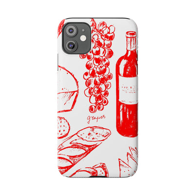 Slim Cute Phone Cases for Iphone  | iPhone 15 Case | iPhone 15 Pro Max Case, Iphone 14, Iphone 14 Pro Max, Iphone 13, French Food Wine Red