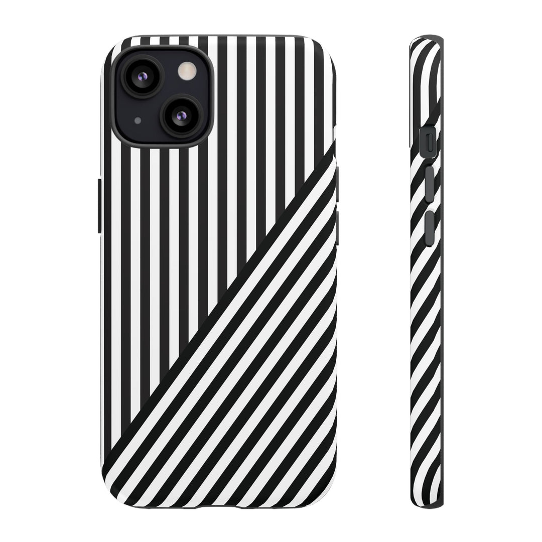 Aesthetic Tough Black White Stripes Phone Case - For iPhone 17 Pro Max iPhone 16 Pro iPhone 15 Iphone 14 Plus 13 Pro 12 11 10 XR - Studio40ParkLane