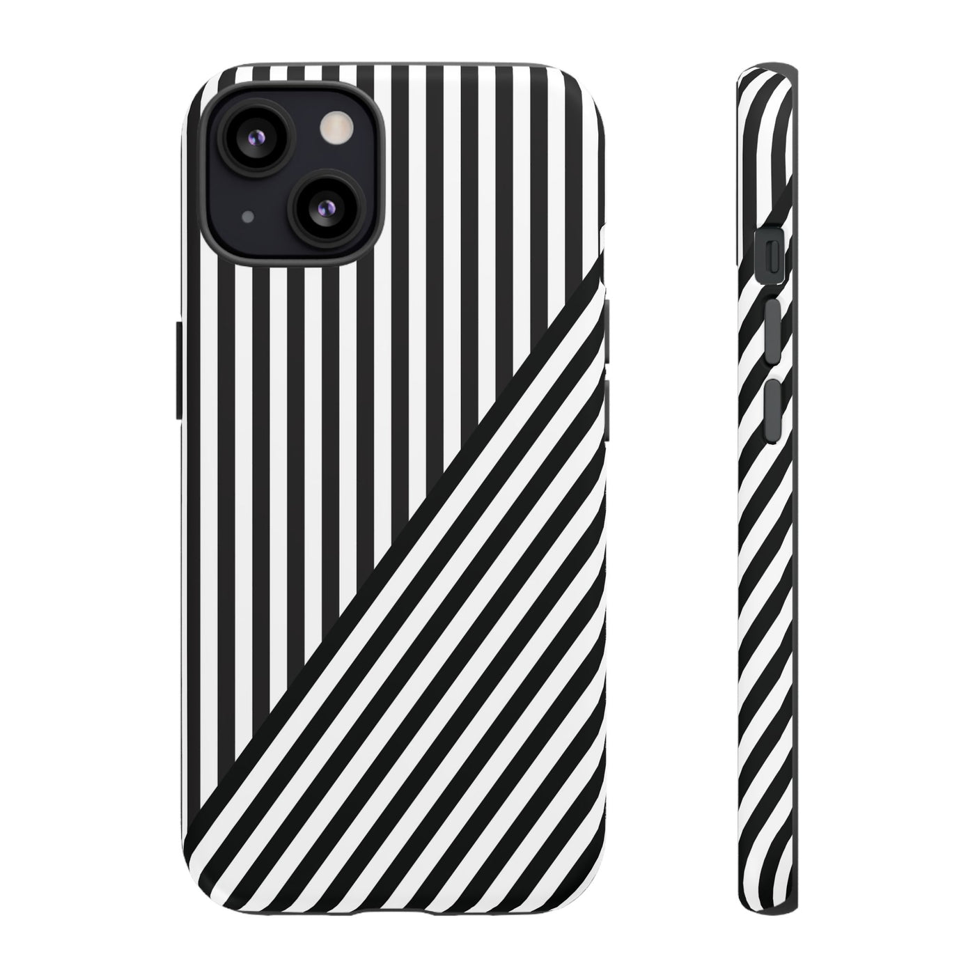 Aesthetic Tough Black White Stripes Phone Case - For iPhone 17 Pro Max iPhone 16 Pro iPhone 15 Iphone 14 Plus 13 Pro 12 11 10 XR - Studio40ParkLane