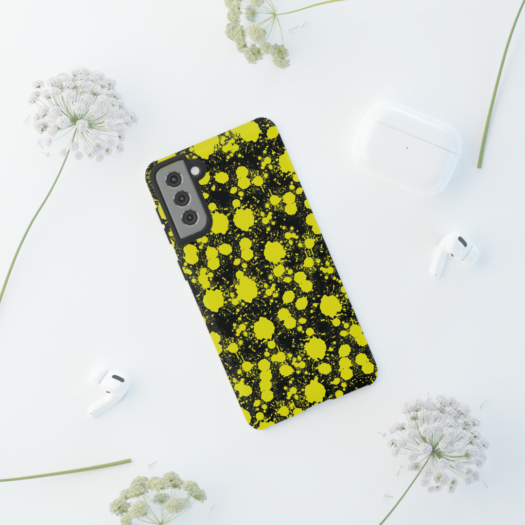 Cute Samsung Phone Case | Aesthetic Samsung Phone Case | Paint Splash Yellow Black | Galaxy S23, S22, S21, S20 | Luxury Double Layer | Cool - Studio40ParkLane