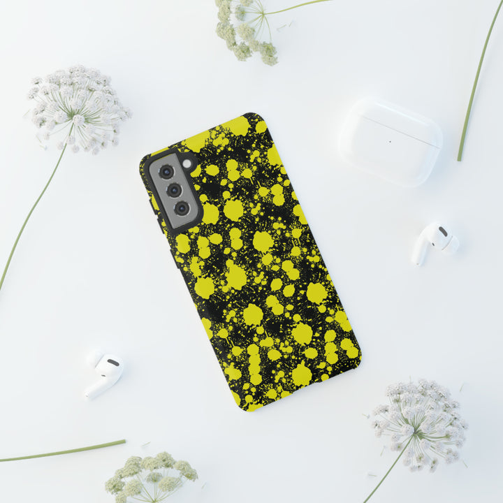 Cute Samsung Phone Case | Aesthetic Samsung Phone Case | Paint Splash Yellow Black | Galaxy S23, S22, S21, S20 | Luxury Double Layer | Cool - Studio40ParkLane