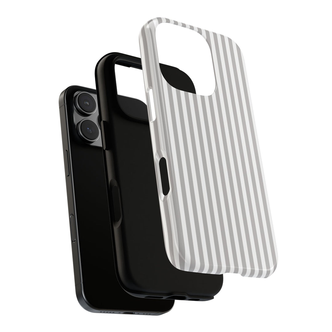 Tough Premium Ash Grey Stripes Phone Case Gift for Her - For Apple iPhone 16 Pro Max 16e iPhone 15 Pro iPhone Iphone 14 Plus 13 Pro 12 SE XR - Studio40ParkLane