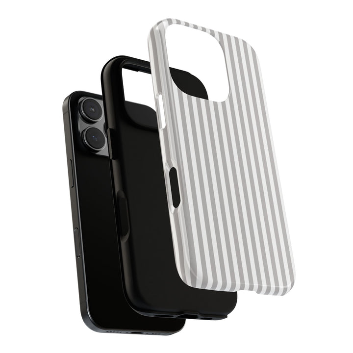 Tough Premium Ash Grey Stripes Phone Case Gift for Her - For Apple iPhone 16 Pro Max 16e iPhone 15 Pro iPhone Iphone 14 Plus 13 Pro 12 SE XR - Studio40ParkLane