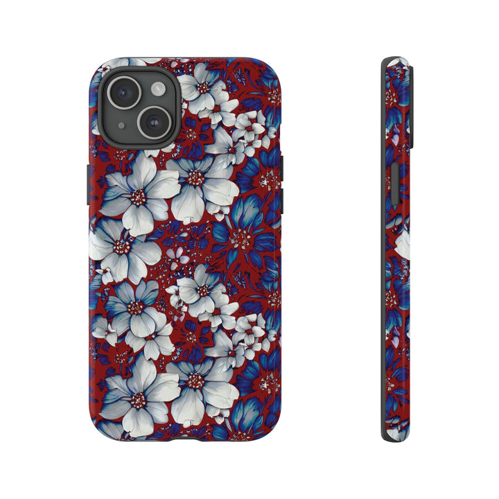 Cute IPhone Case | Red Blue Flowers, iPhone 15 Case | iPhone 15 Pro Case, Iphone 14 Case, Iphone 14 Pro Max Case, Protective Iphone Case - Studio40ParkLane
