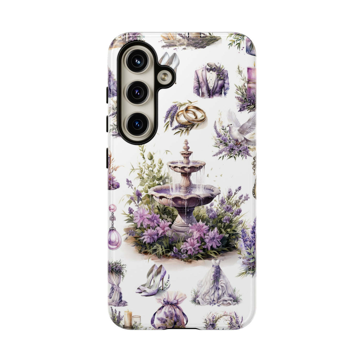 Impact Resistant, Lavender Wedding, Cute Phone Cases for Samsung S24, S23, S22, S21, IPhone 15 pro Iphone 14 pro Iphone 13 IPhone 12 Iphone 11