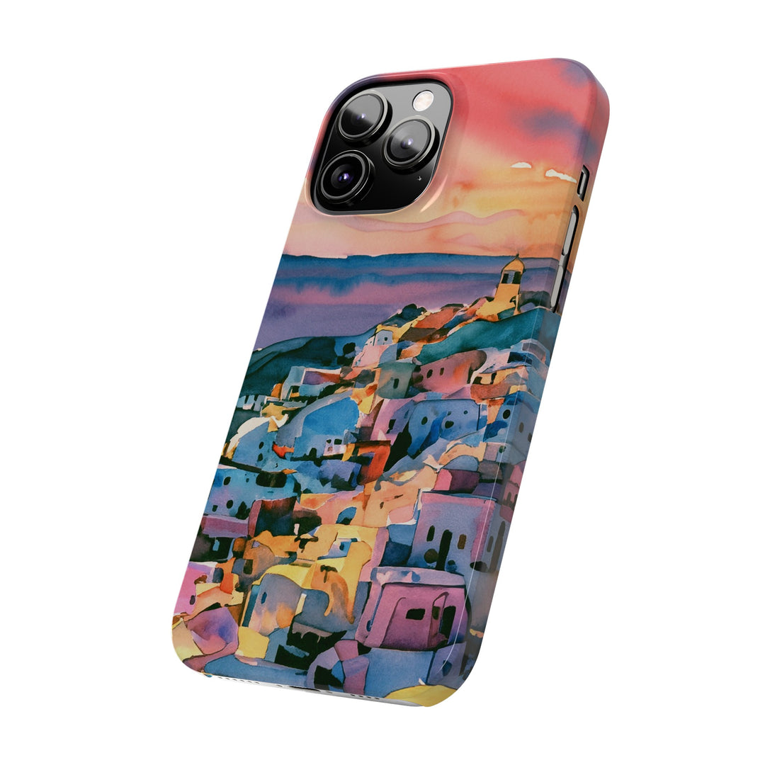 Slim Cute Phone Cases for Iphone | iPhone 15 Case | iPhone 15 Pro Max Case, Iphone 14, Iphone 14 Pro Max, Iphone 13, Colorful Greek House Watercolor - Studio40ParkLane