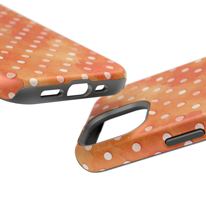 Aesthetic Tough Magsafe Orange Polka Dots Phone Case - For iPhone 17 Pro Max iPhone 16 Pro iPhone 15 Iphone 14 Plus 13 Pro 12 11 10 XR - Studio40ParkLane