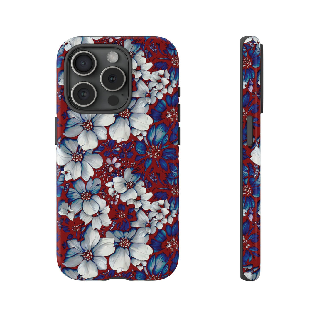Cute IPhone Case | Red Blue Flowers, iPhone 15 Case | iPhone 15 Pro Case, Iphone 14 Case, Iphone 14 Pro Max Case, Protective Iphone Case - Studio40ParkLane