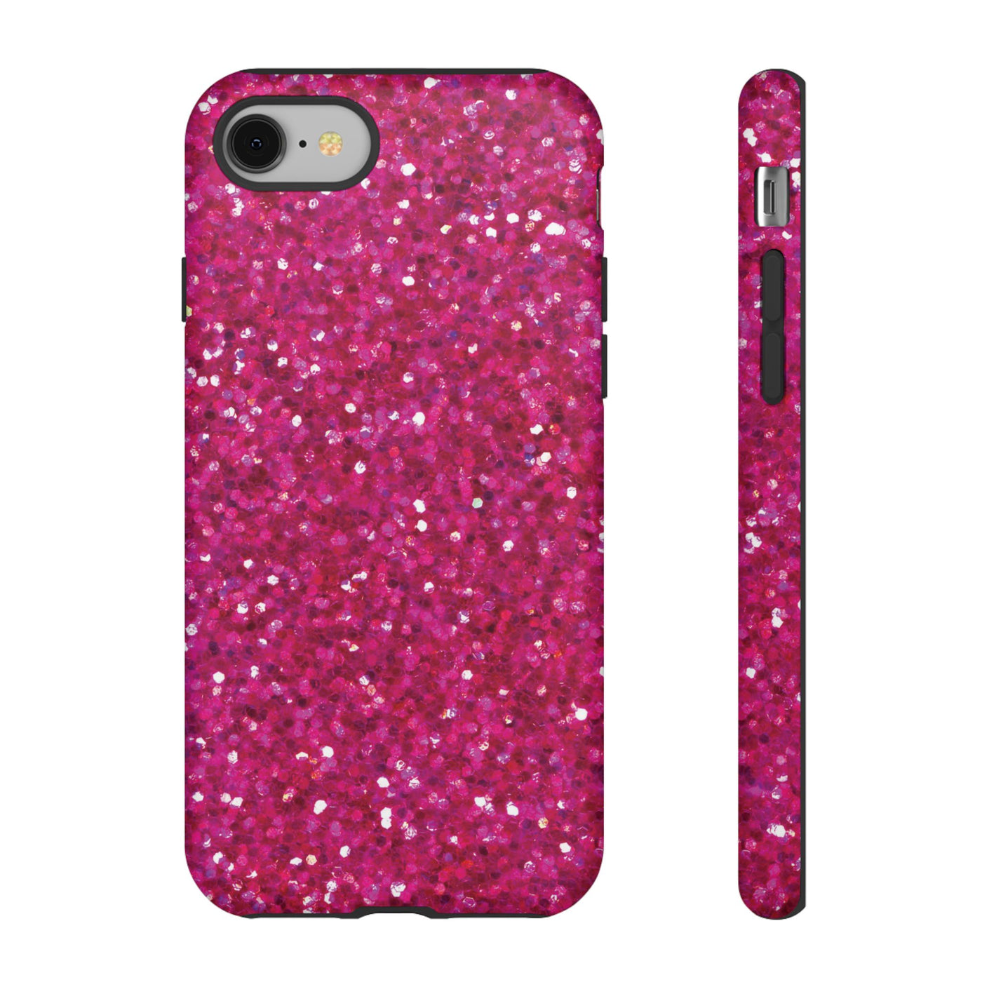 Chic Pink Faux Play on Glitter Effect Cute Phone Case, for IPhone 16 pro Max | Iphone 15, Iphone 14, IPhone 13 Case, 11 8 7, Samsung Galaxy S24, S23, S22, S21, 2 Layer Protection