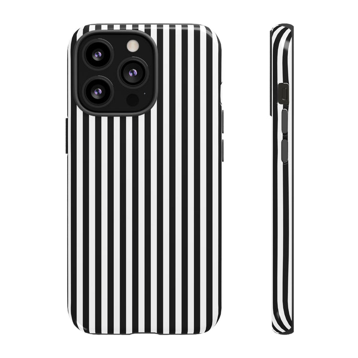 Tough Premium Black White Stripes Phone Case Gift for Her - For Apple iPhone 16 Pro Max 16e iPhone 15 Pro iPhone Iphone 14 Plus 13 Pro 12 SE XR - Studio40ParkLane