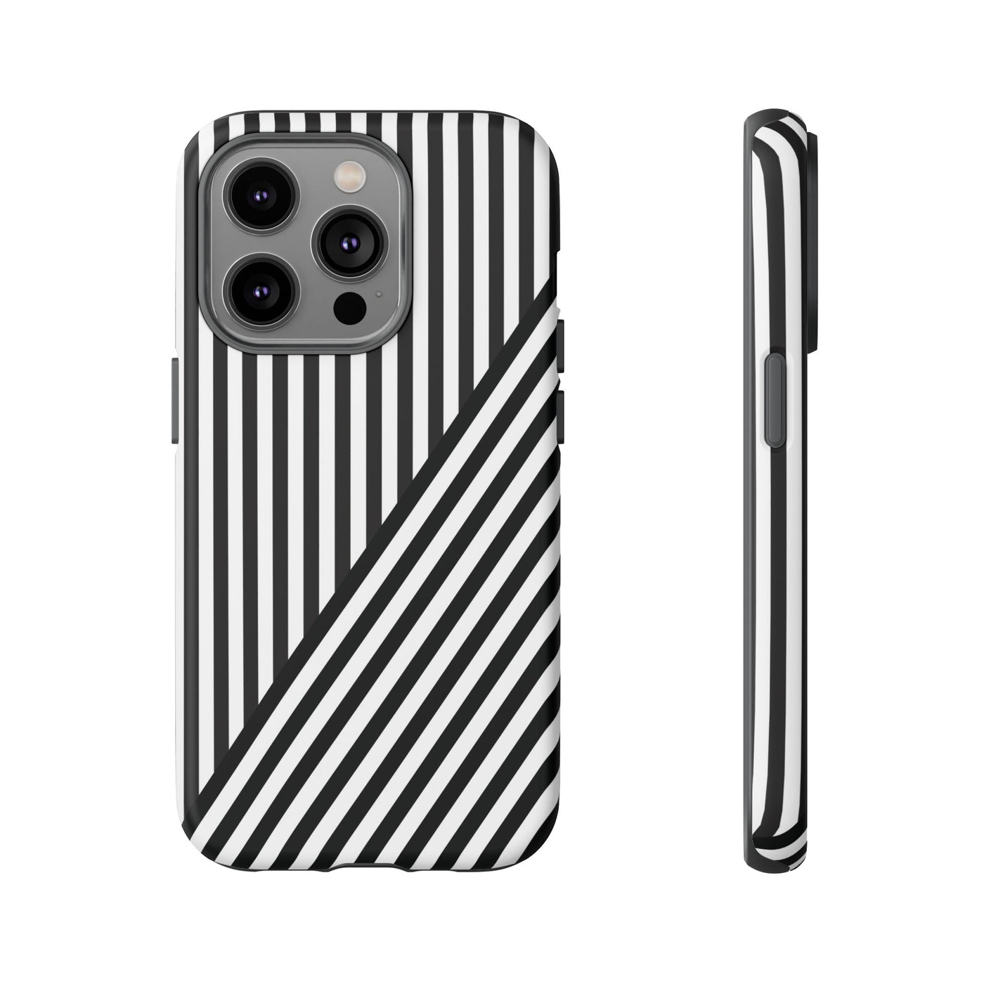 Aesthetic Tough Black White Stripes Phone Case - For iPhone 17 Pro Max iPhone 16 Pro iPhone 15 Iphone 14 Plus 13 Pro 12 11 10 XR - Studio40ParkLane