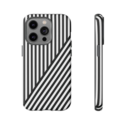 Aesthetic Tough Black White Stripes Phone Case - For iPhone 17 Pro Max iPhone 16 Pro iPhone 15 Iphone 14 Plus 13 Pro 12 11 10 XR - Studio40ParkLane