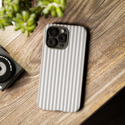 Tough Premium Ash Grey Stripes Phone Case Gift for Her - For Apple iPhone 16 Pro Max 16e iPhone 15 Pro iPhone Iphone 14 Plus 13 Pro 12 SE XR - Studio40ParkLane