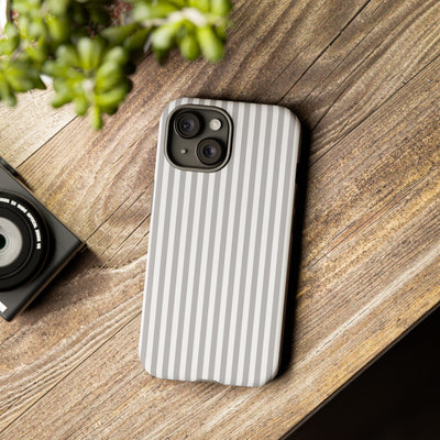 Tough Premium Ash Grey Stripes Phone Case Gift for Her - For Apple iPhone 16 Pro Max 16e iPhone 15 Pro iPhone Iphone 14 Plus 13 Pro 12 SE XR - Studio40ParkLane