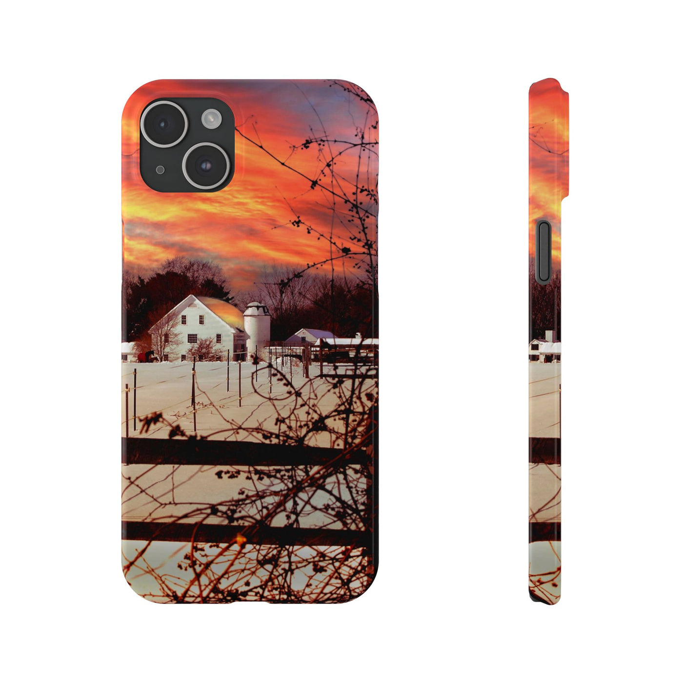 Slim Cute Phone Cases for Iphone - | iPhone 15 Case | iPhone 15 Pro Max Case, Iphone 14 Case, Iphone 14 Pro Max, Iphone 13, New England Winter Sunset