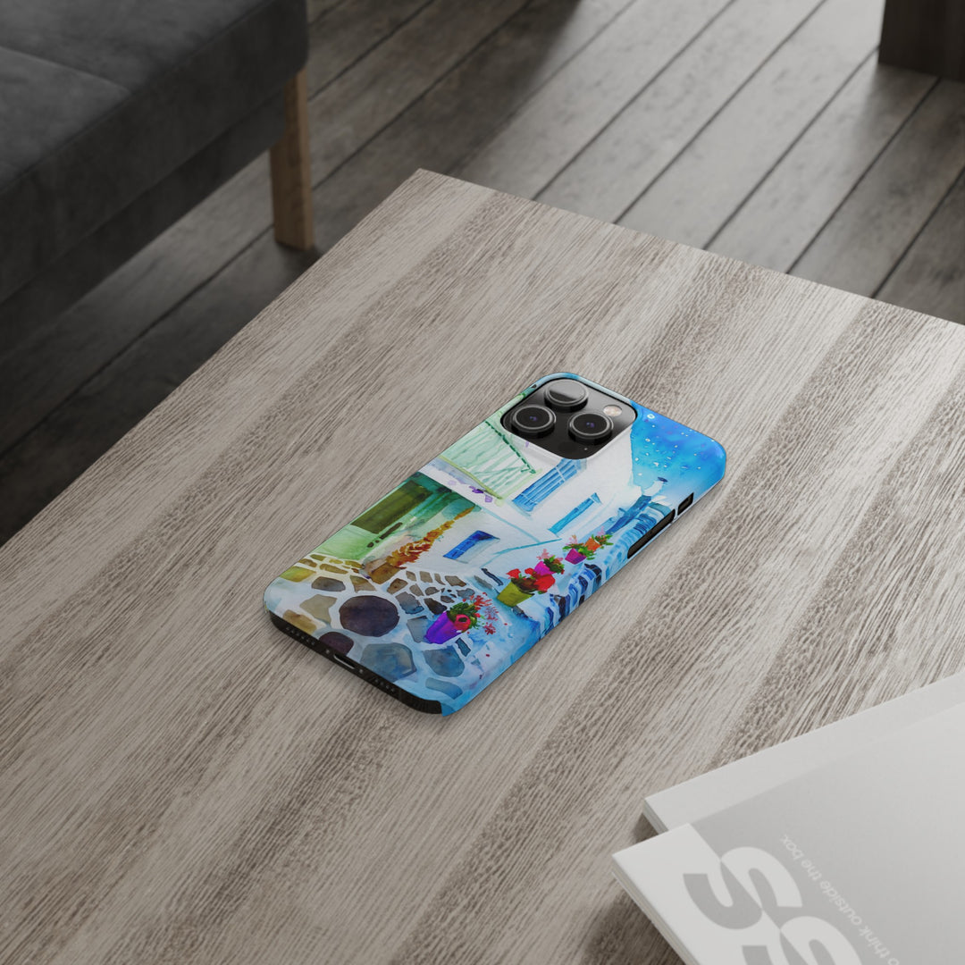 Slim Cute Phone Cases for Iphone | iPhone 15 Case | iPhone 15 Pro Max Case, Iphone 14, Iphone 14 Pro Max, Iphone 13, Colorful Greek Alley Watercolor - Studio40ParkLane
